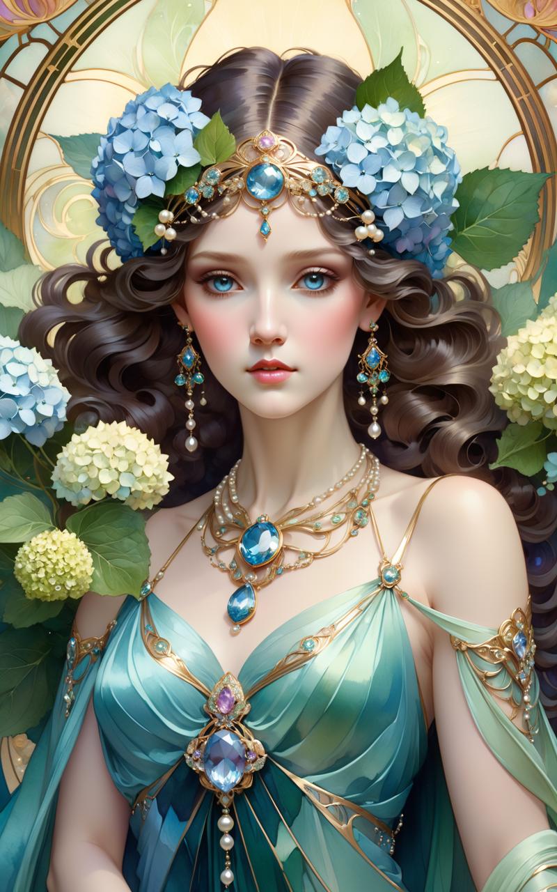 04784-3827811770-Art nouveau goddess hydrangeas gems crystals jewelry pearls watercolor, 8k resolution concept art portrait by Greg Rutkowski, Ar.png